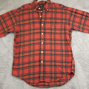 Vintage Ralph Lauren Jeans Red Windowpane Plaid Flannel Men's Med Outdoor Campin